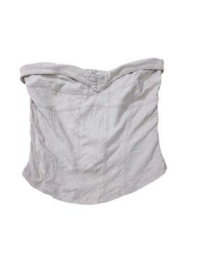 Free People Women’s Beige Linen Blend Strapless Corset Tube Top Medium